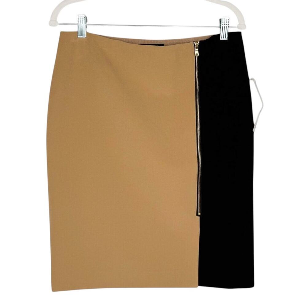 Ann Taylor Edgy Color Block Business Casual Front Zip‎ Slit Pencil Skirt Sz 10P